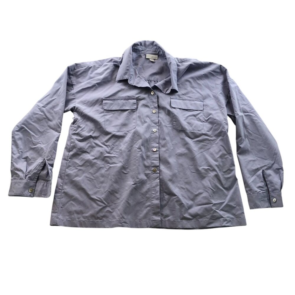 J. Jill Womens Shirt Medium Long Sleeve Button Up Lavender Pockets Casual Travel